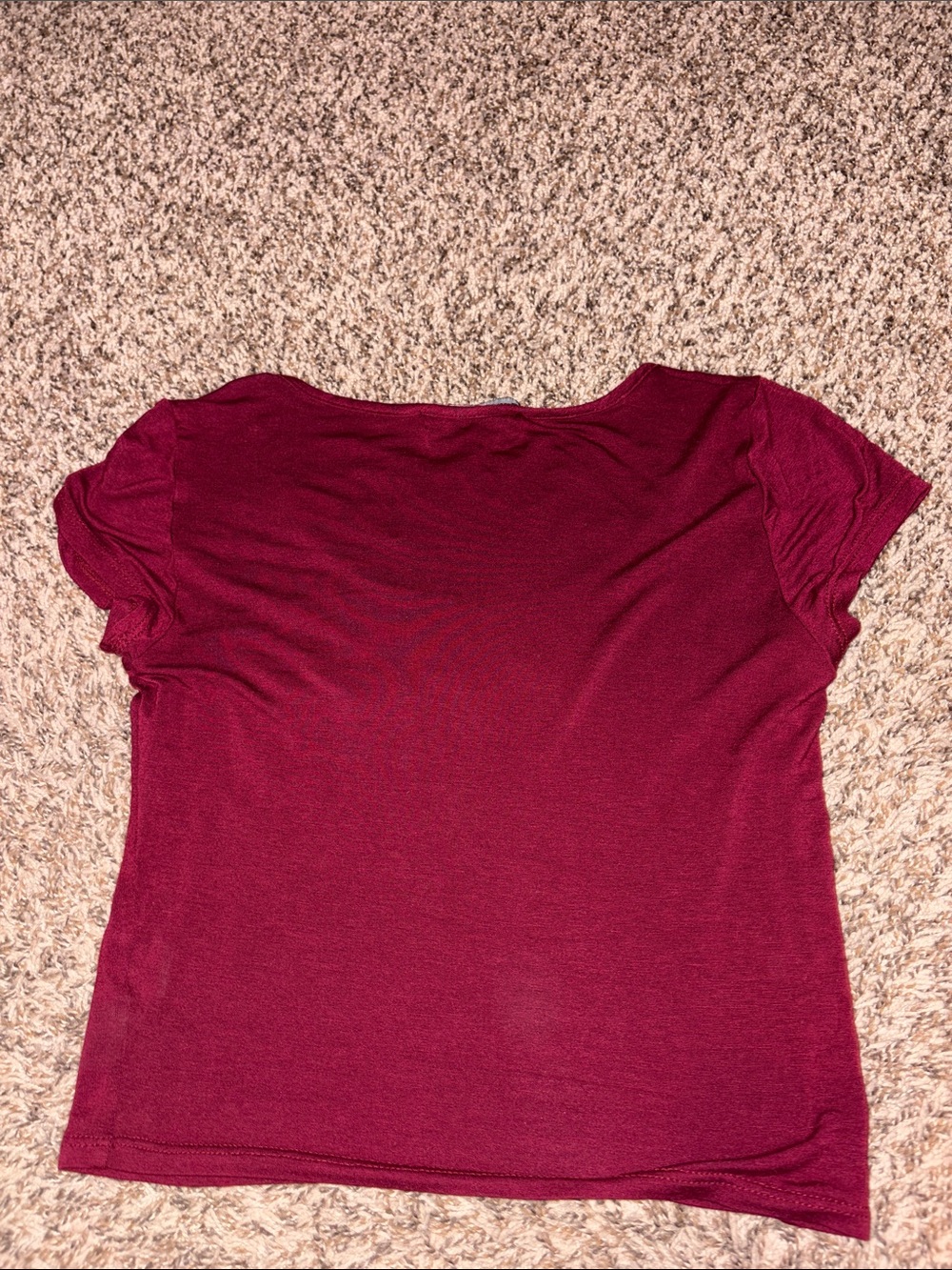 living doll Burgundy Scoop Neck Short Sleeve Crop Top - Picture 3 of 3